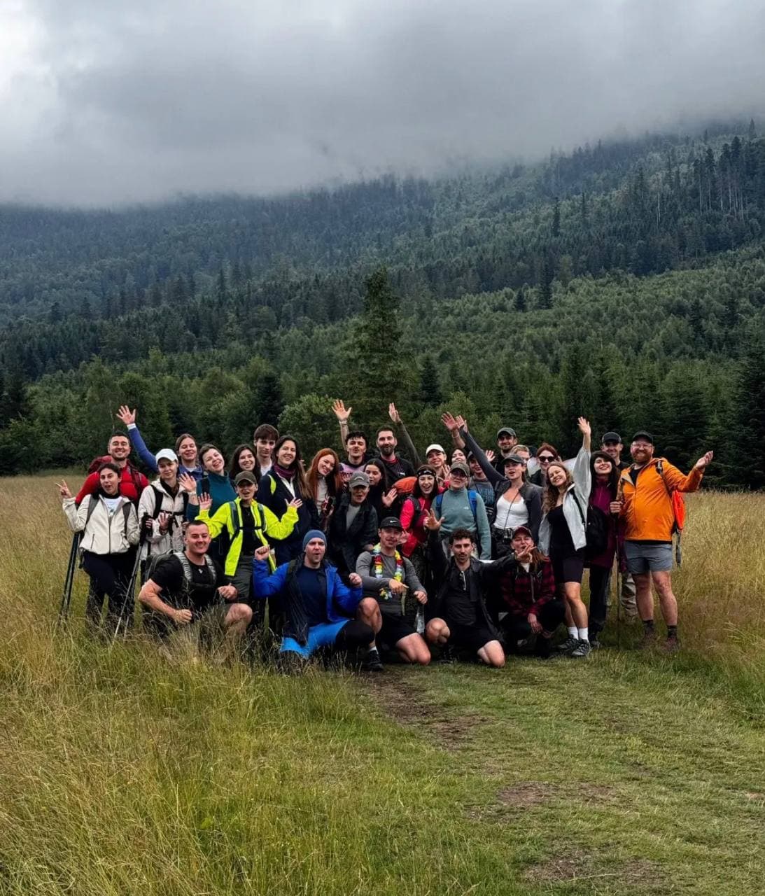 URC members on a group hike in the mountains